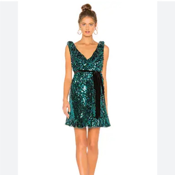Free People | Spirulina Sequin Cocktail Dress - low back with waist tie - Size 8 - Picture 1 of 12
